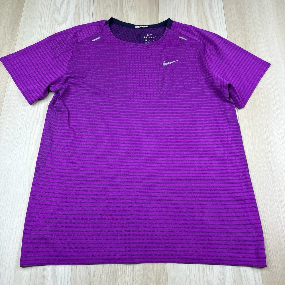 Nike Tech Knit Running Short Sleeve T Shirt Vivid Purple CJ5344-551 Mens Size XL